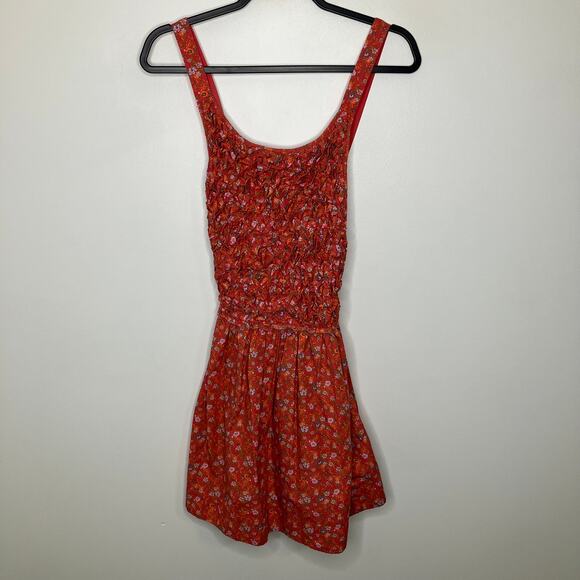 FREE PEOPLE Petunia Mini Dress Poppy Combo Floral Red Small - Picture 2 of 4